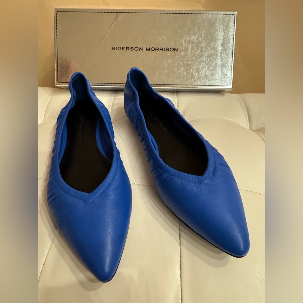 Sigerson Morrison Blue Women's Shoes. True to size 6W - 6.5. Italy. Leather